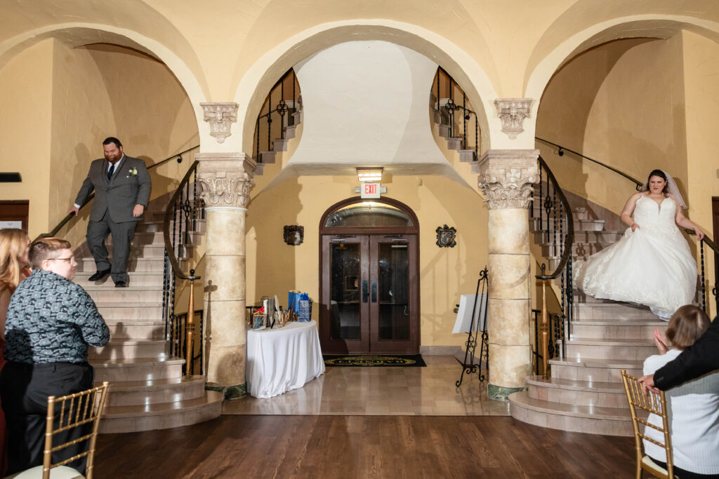 Candid joyful moments of Carissa & Mike at Barnett on Washington reception