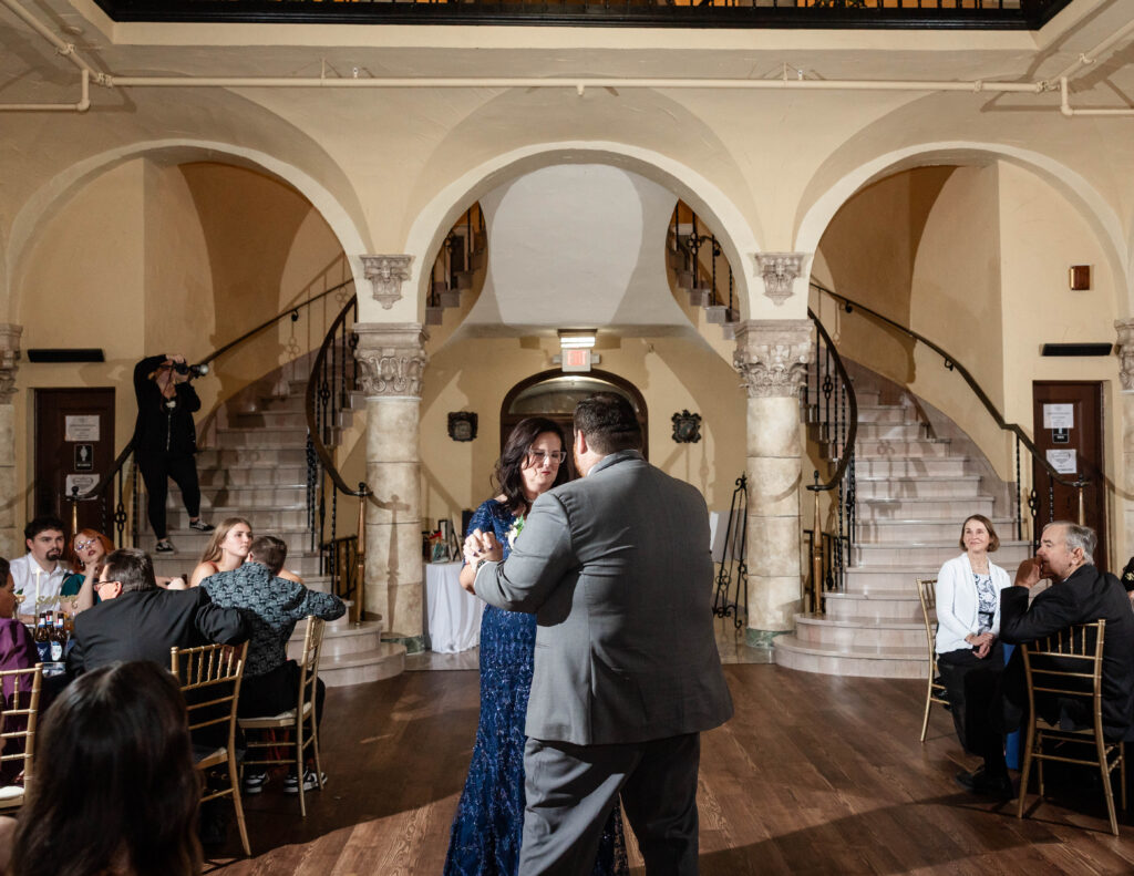 Candid joyful moments of Carissa & Mike at Barnett on Washington reception