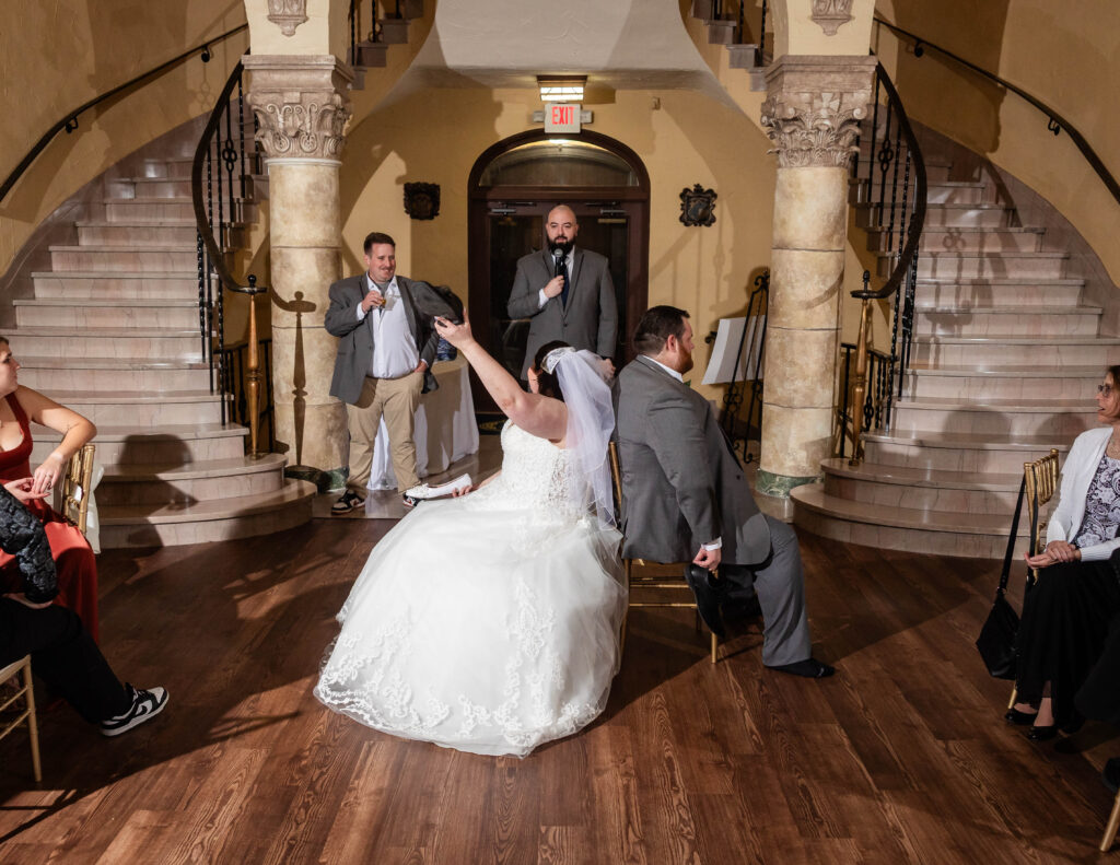 Candid joyful moments of Carissa & Mike at Barnett on Washington reception