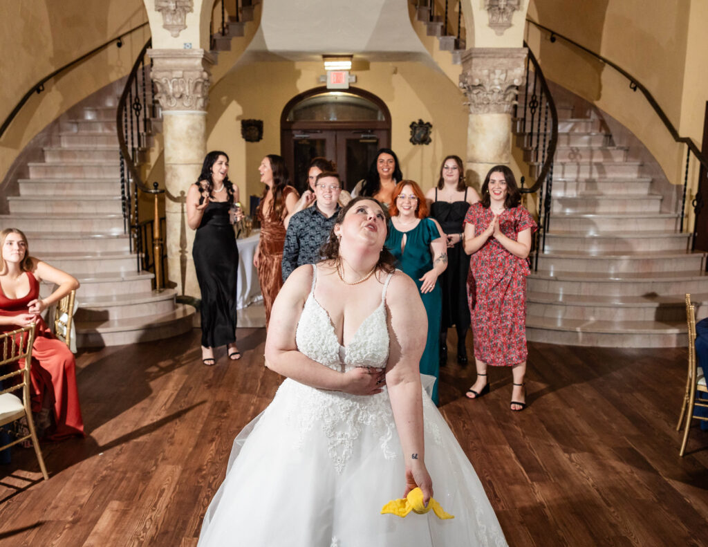 Candid joyful moments of Carissa & Mike at Barnett on Washington reception