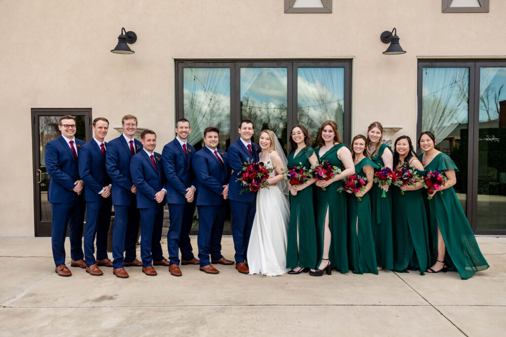 Outdoor portraits of bride and groom at Piazza Messina Cottleville MO wedding