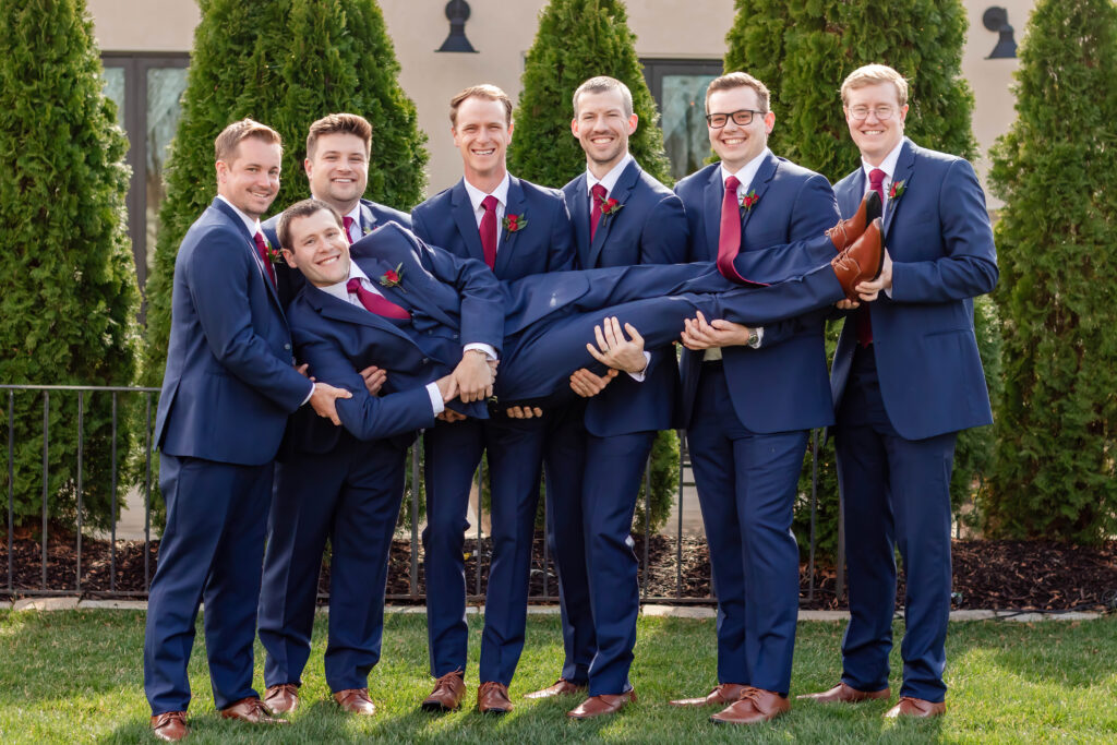 Outdoor portraits of bride and groom at Piazza Messina Cottleville MO wedding