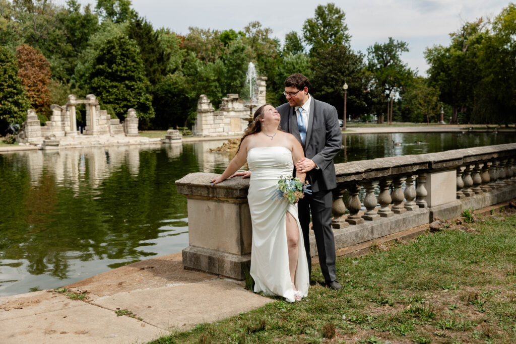 Bride and groom eloping at The Ruins in Tower Grove Park
